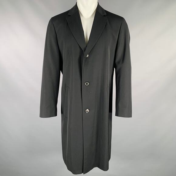 HUGO BOSS Size 38 Black Virgin Wool Single Breasted Coat - Picture 1 of 10